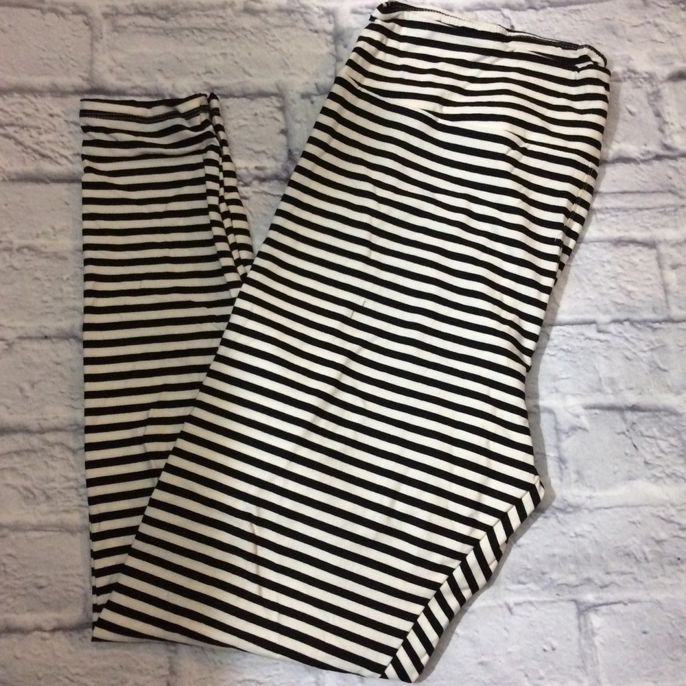 White with Black Stripe Leggings TC 2